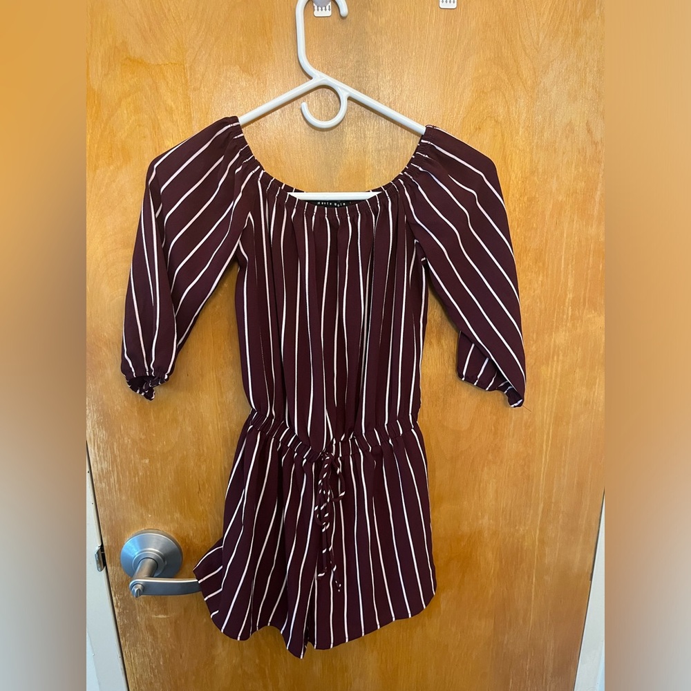Haute Monde Striped Burgundy Romper